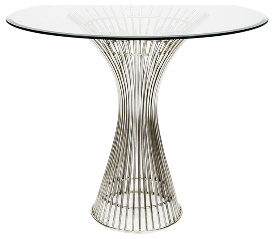 Powell Polished Stainless Side Table 42" Dia Top