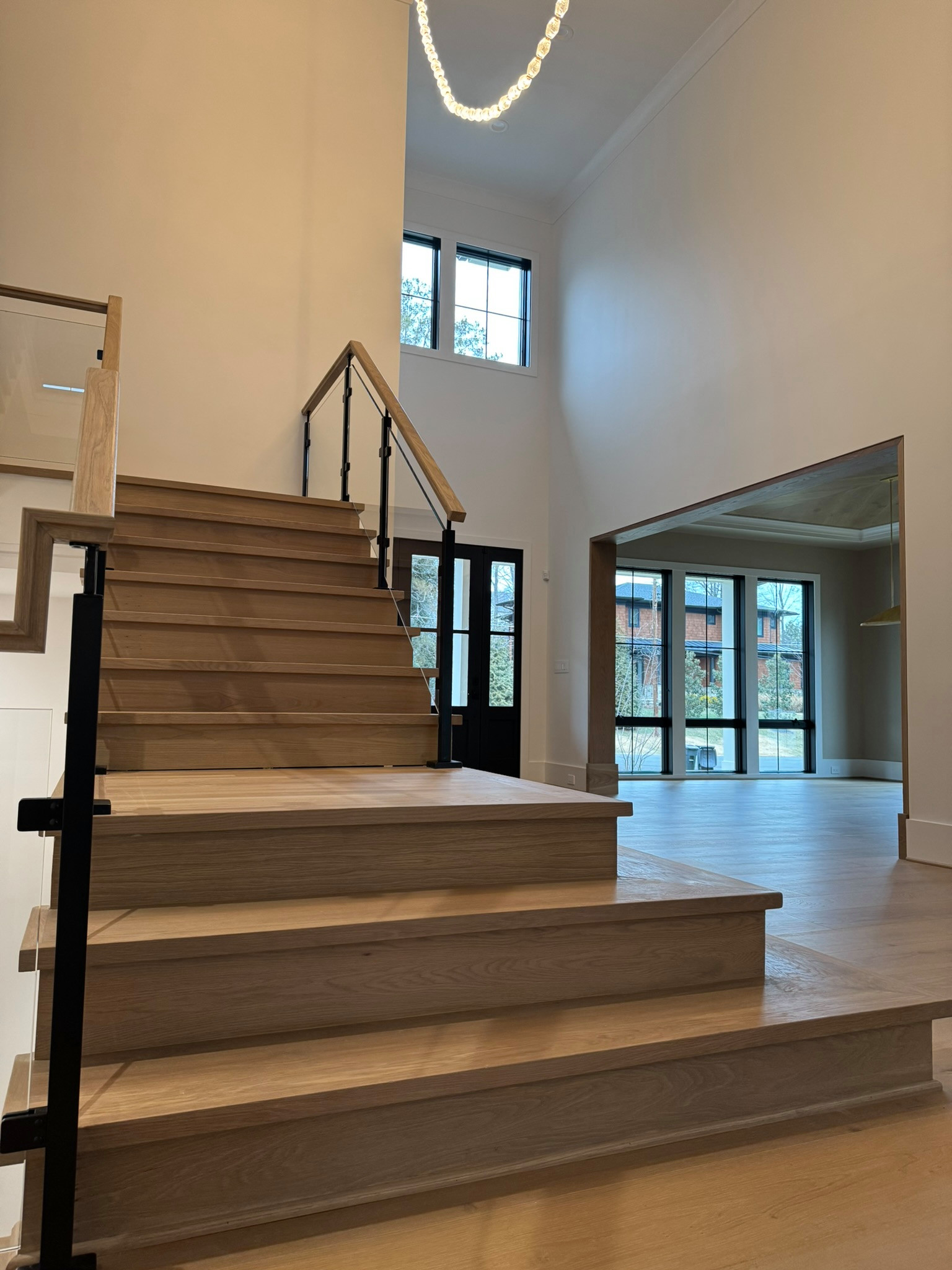 134_Modern White Oak Stair with Glass Balustrade, Vienna, VA 22180