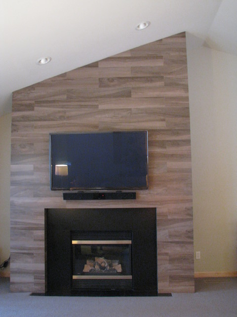 Wood Plank Fireplace