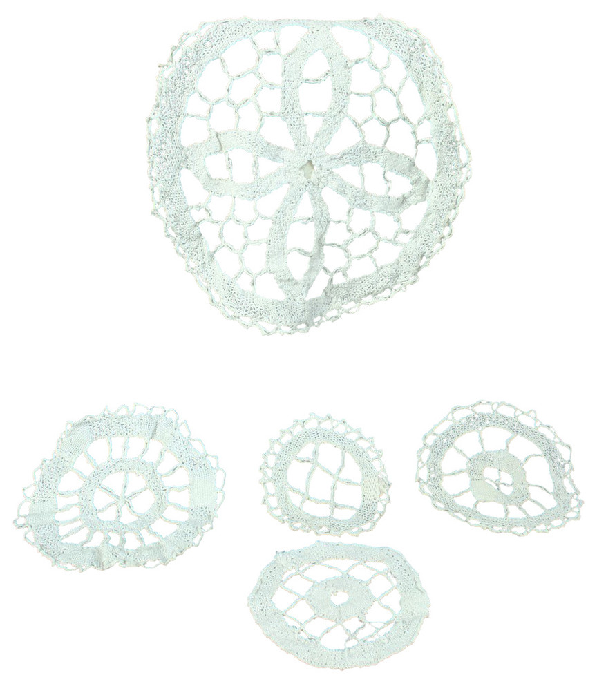 Consigned Vintage Belgian Set 5 Hand-Made Lace Doily