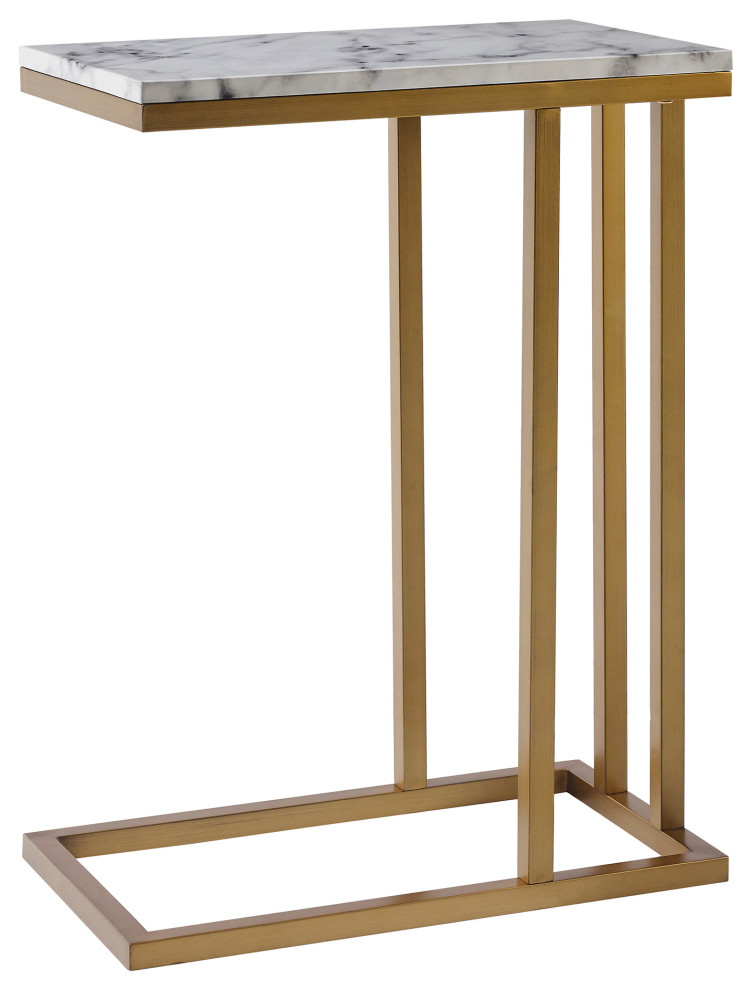 Versanora MarbleLook C Shape Side Table Contemporary Side Tables