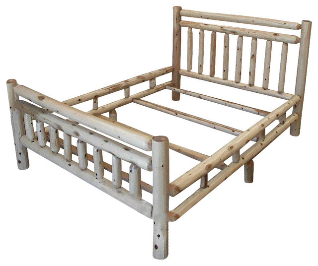 White Cedar Log Mission Bed with Double Top and Side Rail, King