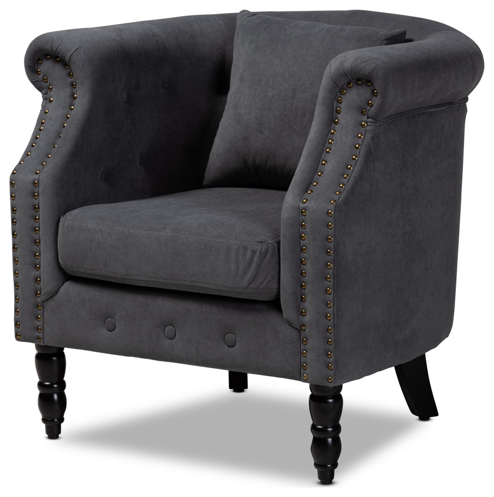Cortes Classic Velvet Fabric Upholstered Armchair, Gray