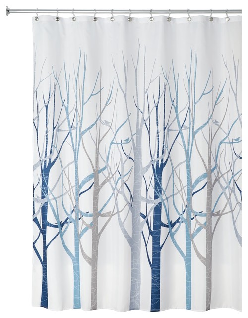 blue cloth shower curtain