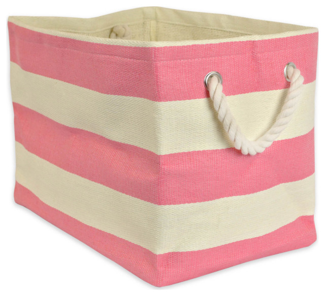 Paper Bin Stripe Pink Rectangle Large 17"x12"x12"