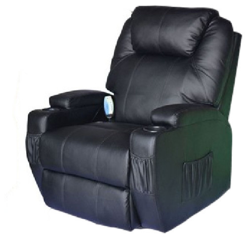 Heated Massage Recliner Sofa Chair Deluxe Lounge Executive With Control, Black