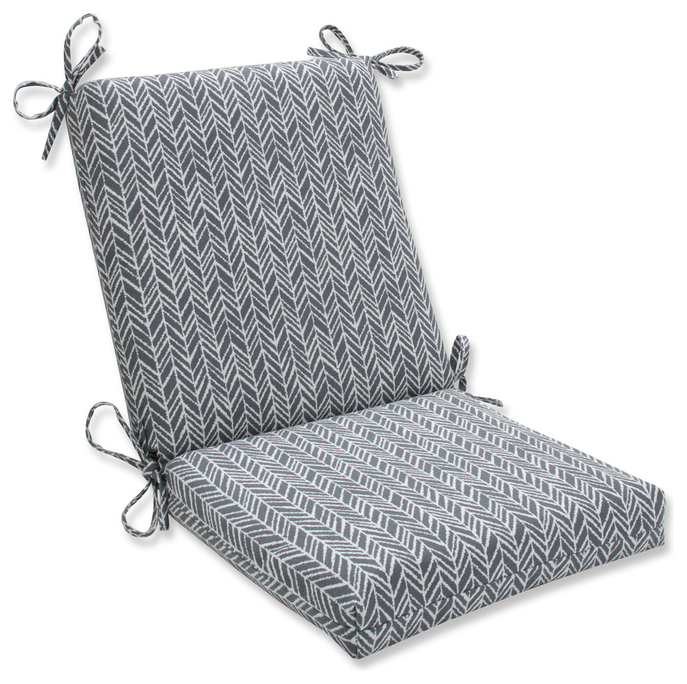 Out/Indoor Herringbone Squared Corners Chair Cushion, Slate