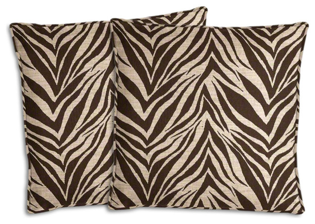 Brown And Beige Zebra Outdoor Pillow Set Contemporary Outdoor