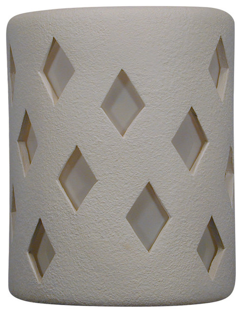 9 5 Round Open Top Ceramic Wall Sconce Harlequin Center Cut Design White