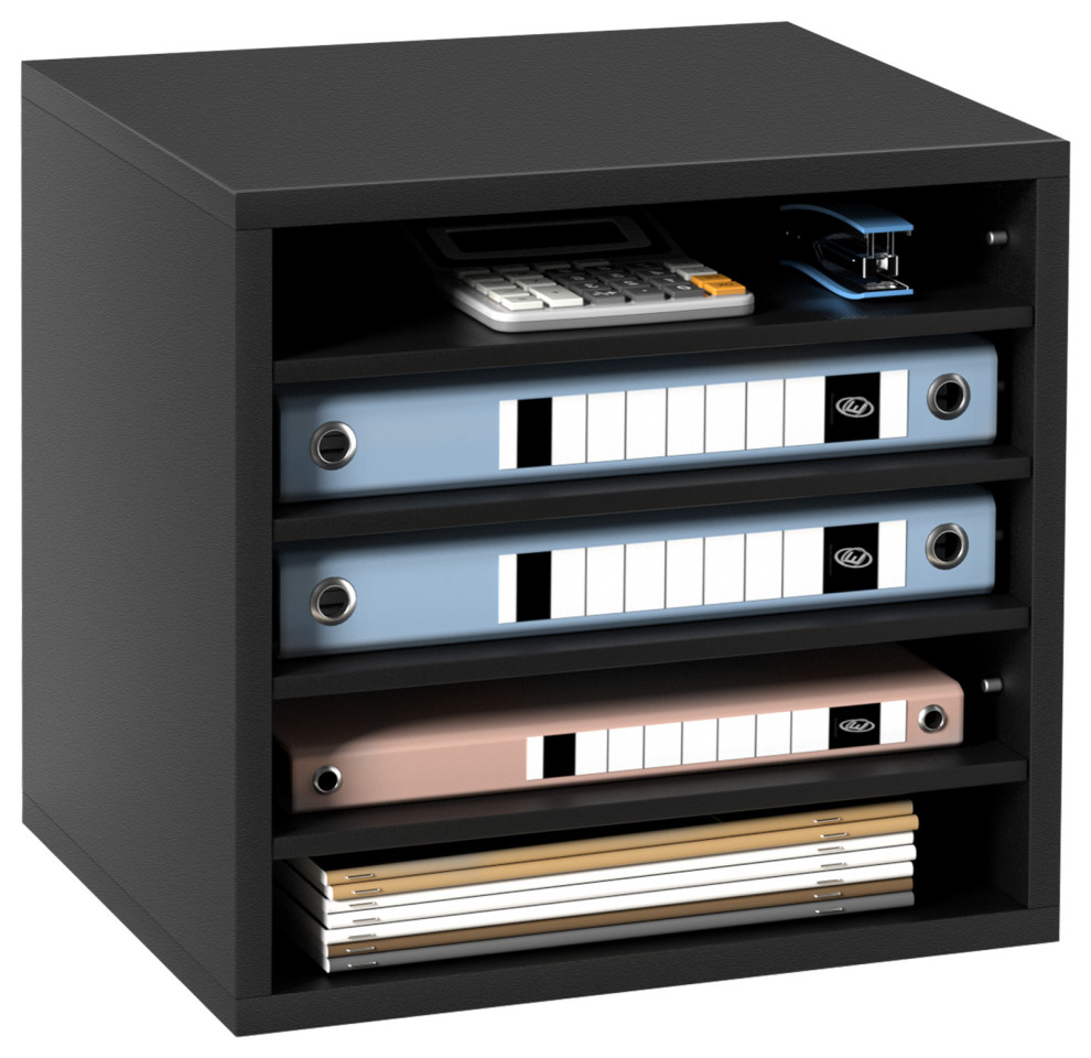 5 Compartments Wood File Organiser Office Mailbox with Adjustable