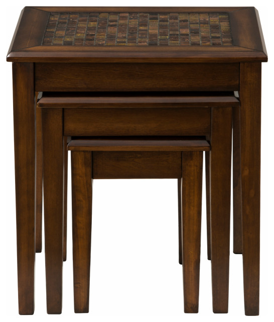 Baroque Nesting Tables With Mosaic Tile Inlay, Set of 3