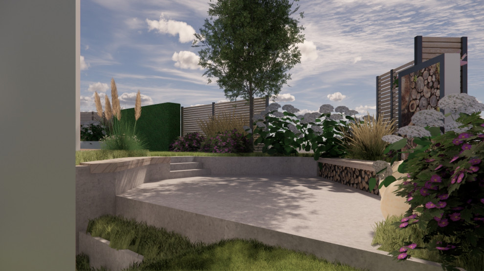 Klare Linien mit üppiger Blütenpracht