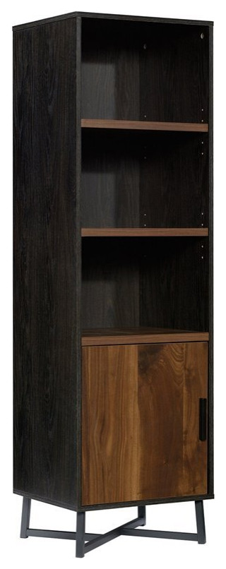 Pemberly Row Modern Engineered Wood Bookcase in Grand Walnut/Black