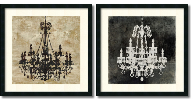 oliver jeffries chandelier set of 2 framed art print 26 x26 each