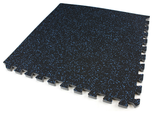 Soft Rubber Gym Flooring Foam Tiles Black Blue 3 4 Thick Sample