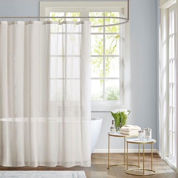 Madison Park Sheer Shower Curtain With White Finish MP70-5783