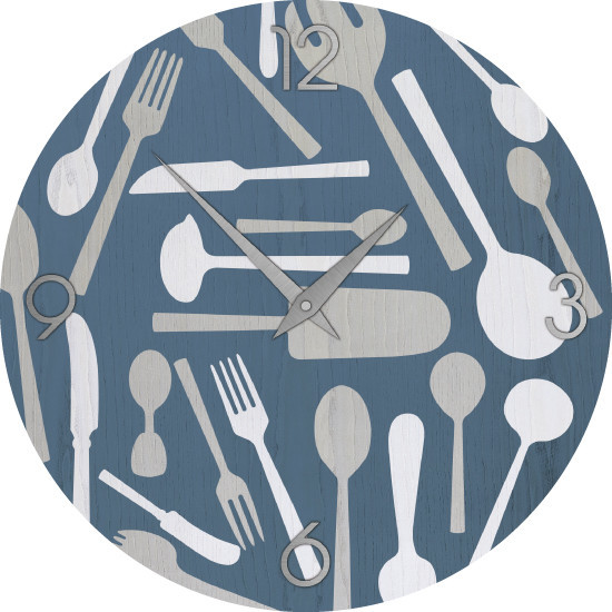 Kitchen Tools Inlay Wood Wall Clock Contemporary Wall Clocks