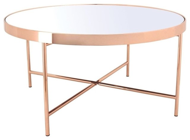 Xander Copper Coffee Table With Mirror Top Big Contemporary Coffee Tables By G Furn Houzz