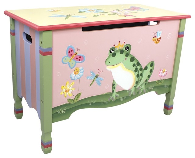 Teamson Kids Magic Garden Hand Painted Kids Toy Chest Box