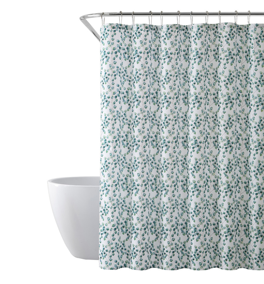 Leaf Shower Curtain With Eucalyptus Design Contemporary Shower