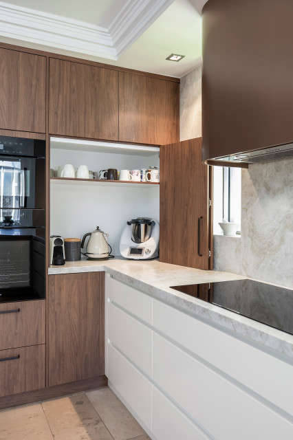 Contemporary Kitchen with curved elements, timber and bronze contemporary-kitchen