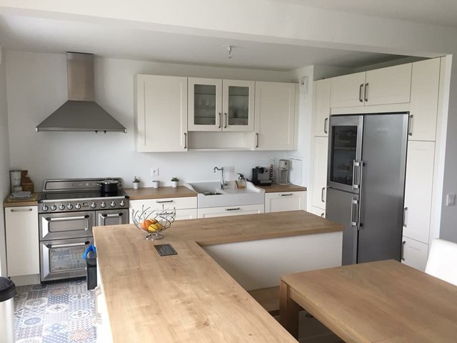 Cuisine Bois Et Blanc Contemporary Kitchen Paris By