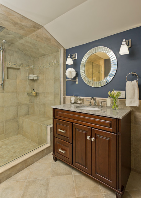 Taller vanity with sconce lighting - Traditional - Bathroom - Boston ...