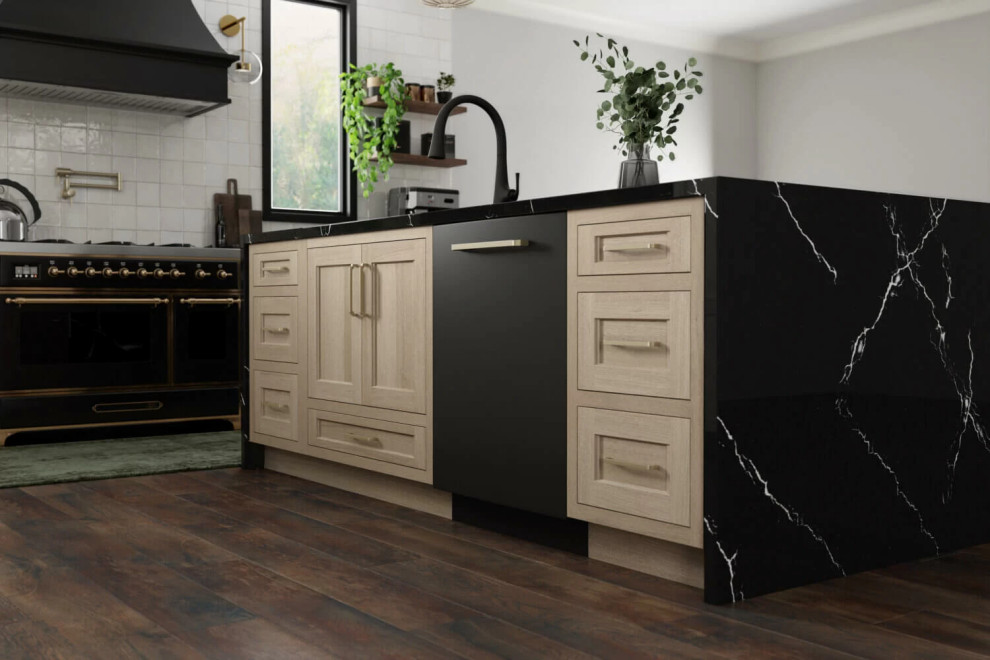 Example of a transitional kitchen design in Seattle