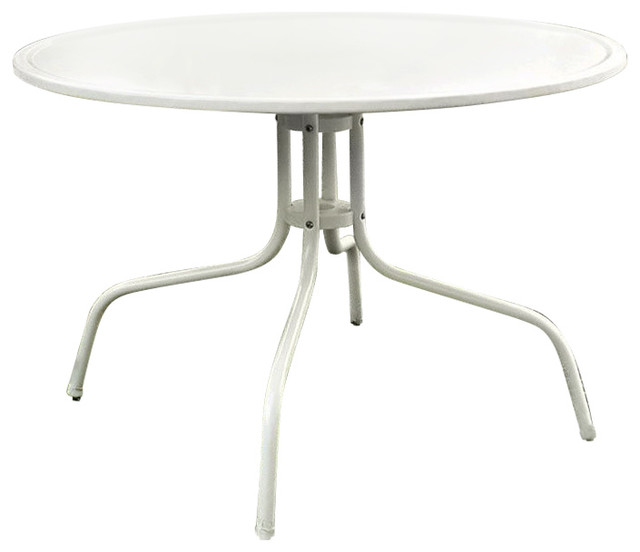 Crosley Furniture Griffith Metal 39" Round Patio Dining Table in White Contemporary Outdoor