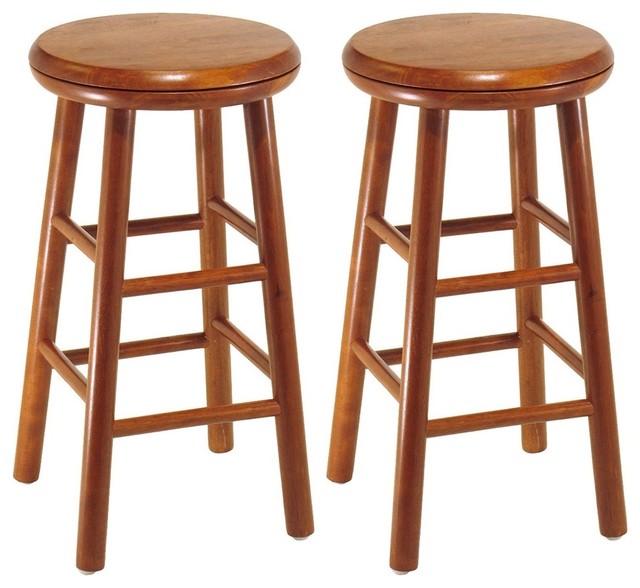 Set of 2, Swivel 24" Stools, Assembled, Counter Stool Transitional Bar Stools And Counter