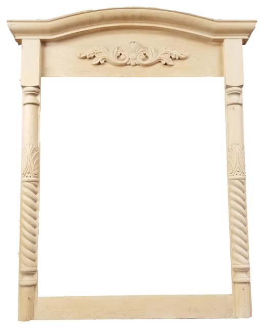 Unfinished Maple Wood Hand Carved Decorative Mirror Frame French