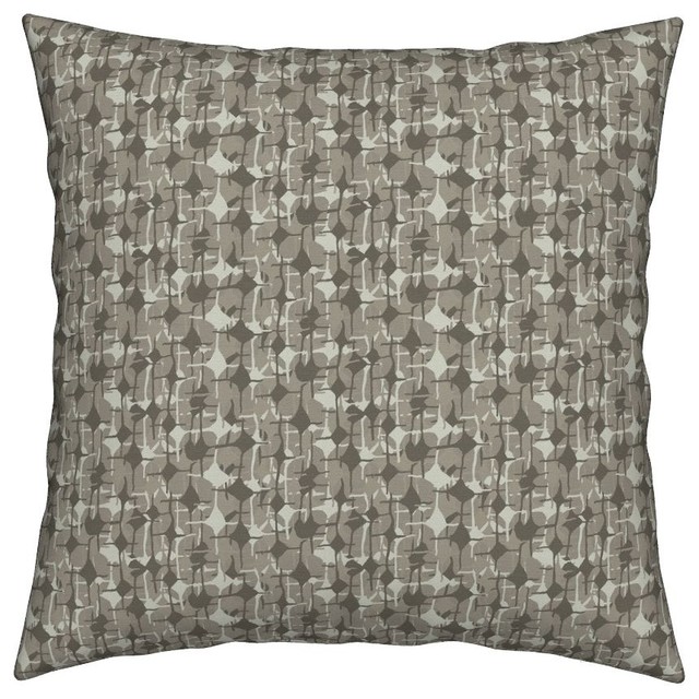 Cream Neutral Beige Chocolate Brown Geometric Throw Pillow