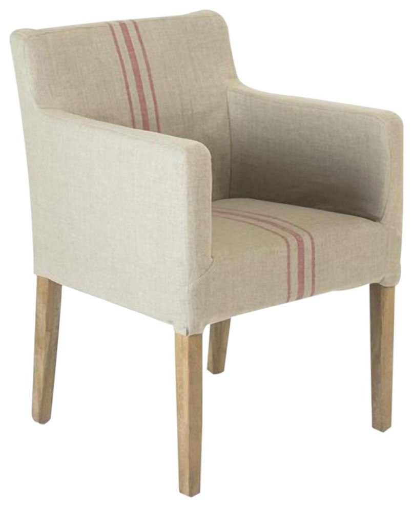 Arm Chair AVIGNON Limed Gray Red Stripe Oak