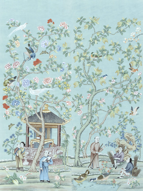 Chinoiserie Wall Mural Tea Garden Diptych, Small