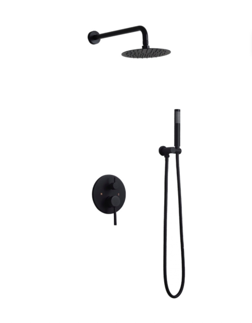 Concealed Shower System With 10" Round Rainfall Showerhead in Matte Black. (RA- 9427MB)