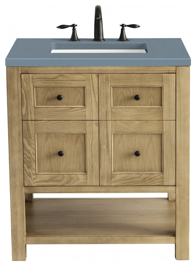 30" Modern Farmhouse Light Oak Single Sink Bathroom Vanity, James