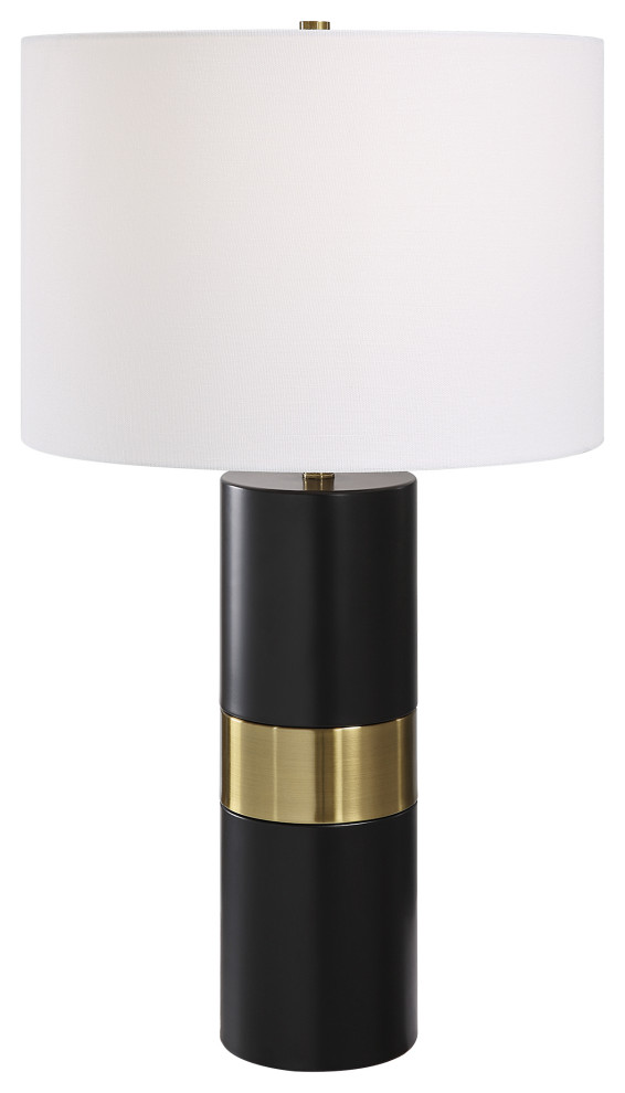 Black Metal Body With Gold Accents Table Lamp Transitional Table