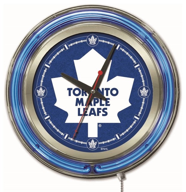 Toronto Maple Leafs Double Neon Ring, 19" Logo Clock Contemporary