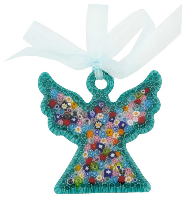 Handmade glass hanging angel, fused glass christmas tree dec - Inspire