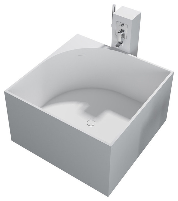ADM Square Freestanding Bathtub, White, 41.3" Contemporary Bathtubs