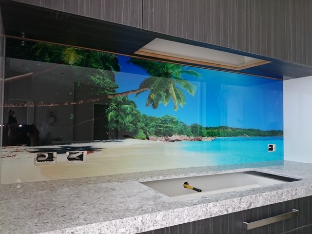 tropical beach Image glass splashback