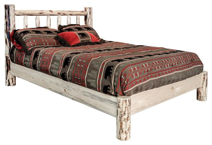 Montana Woodworks Transitional Wood King Platform Bed in Natural Lacquered