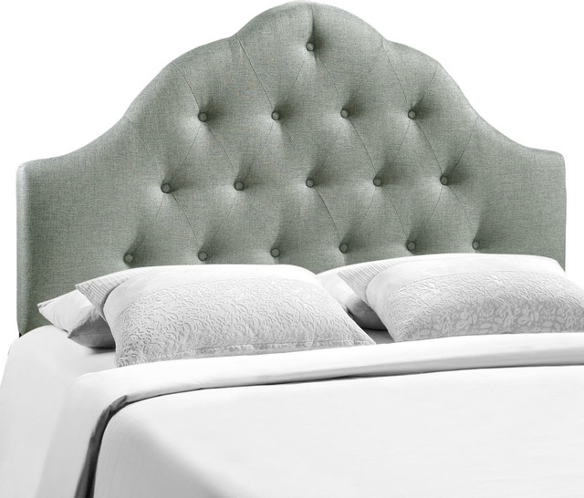 Modern Contemporary King Size Fabric Headboard, Gray Fabric