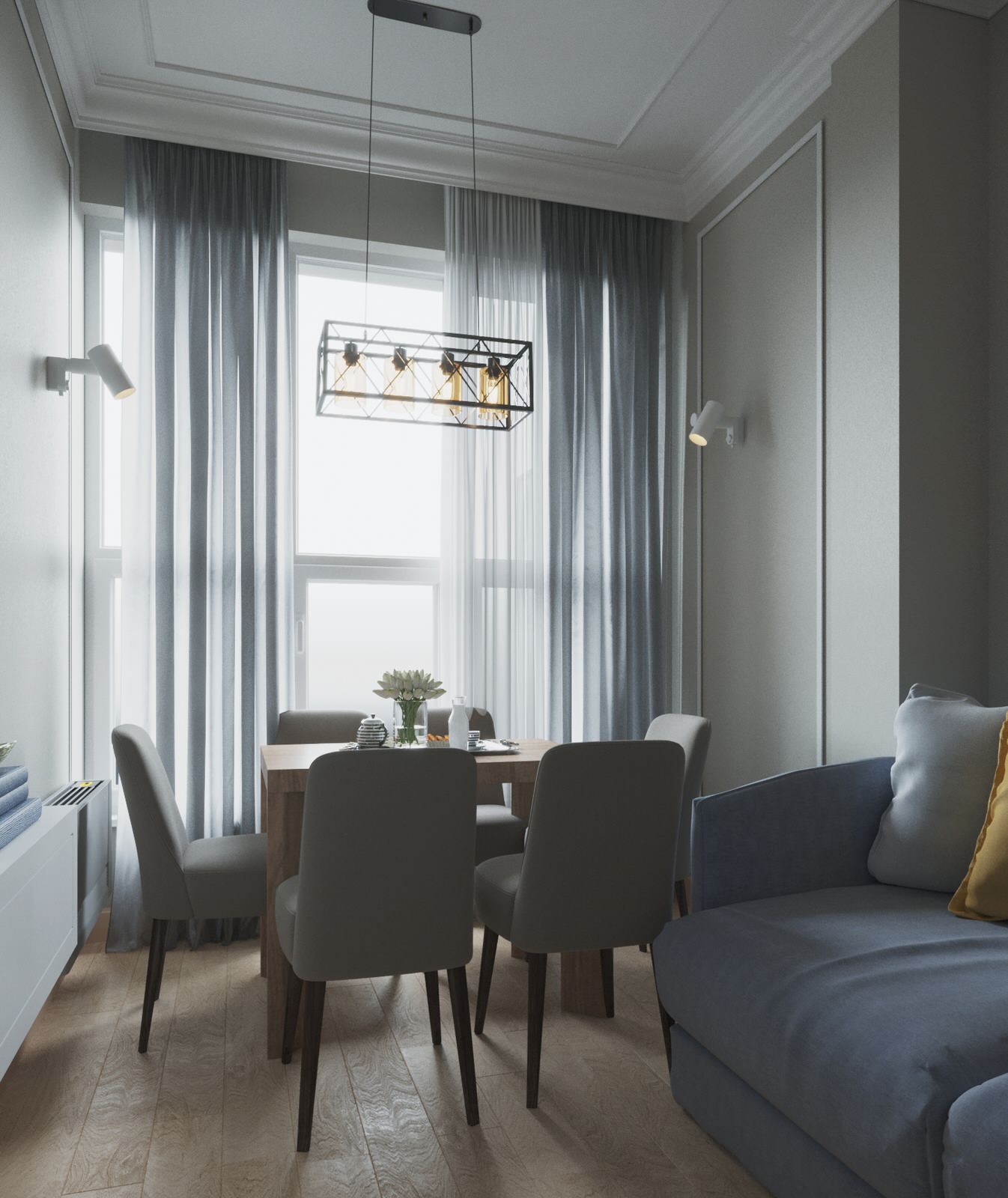 4-к квартира в Москве в пастельных тонах современной классики