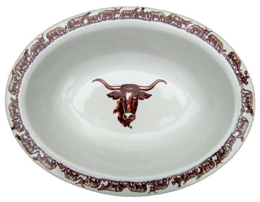 Longhorn China Oval Serving Bowl Rustic Serving And Salad Bowls
