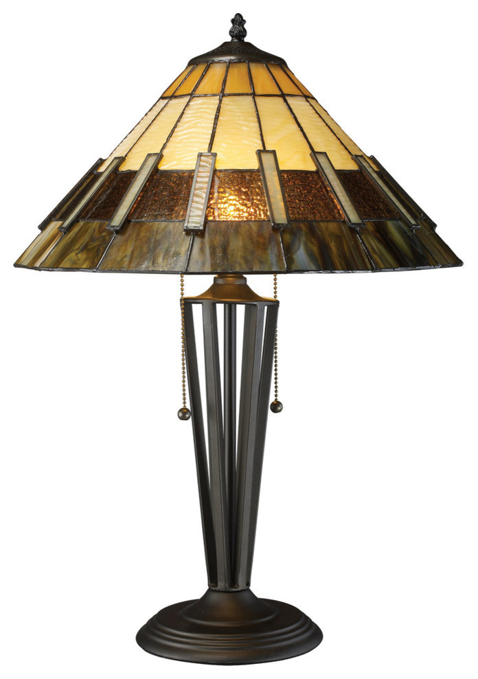 23" Porterdale Tiffany Glass Table Lamp, Tiffany Bronze
