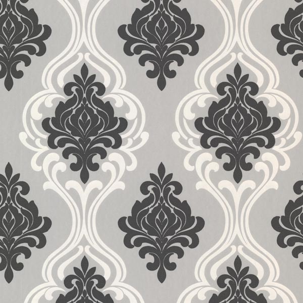 Indiana Black Damask Wallpaper Mediterranean By Indiana Black Damask Wallpaper Swatch