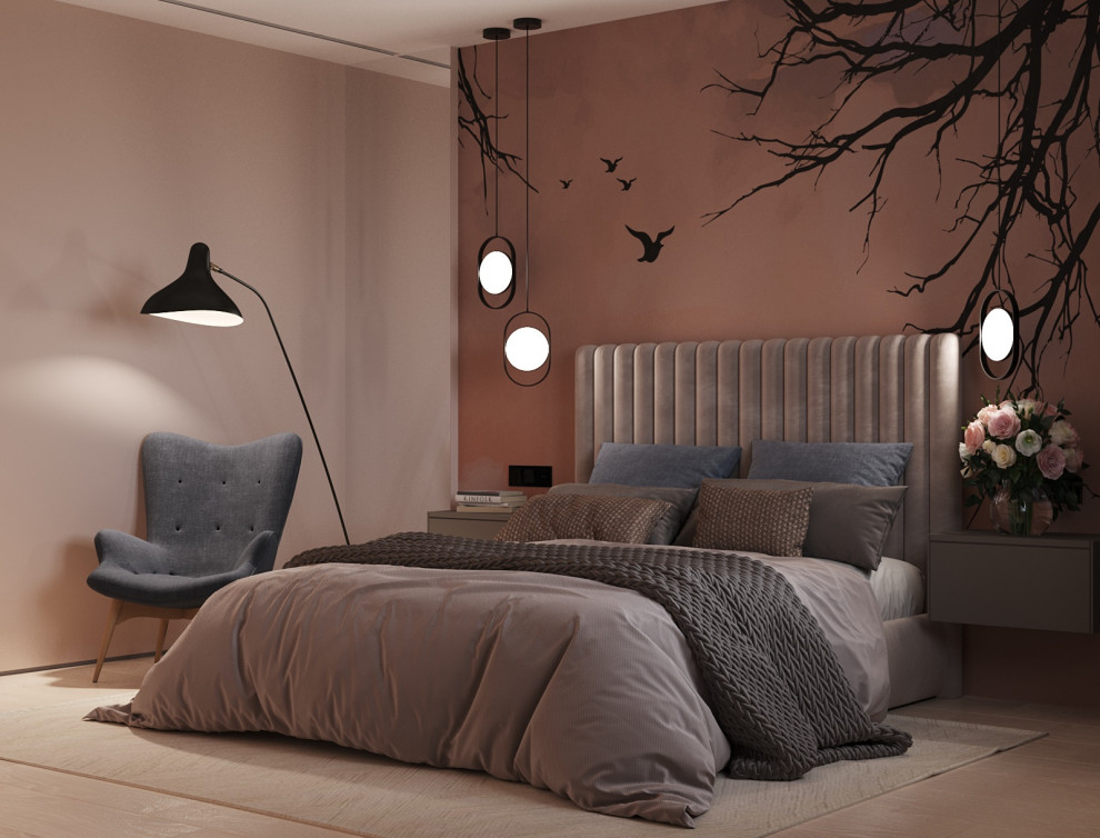 Спальня с авторскими обоями