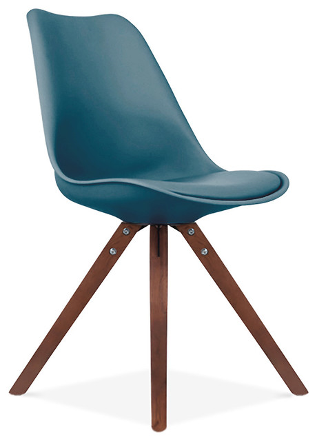 Viborg Deep Ocean Green Mid Century Side Chair Walnut Base, Set of 2