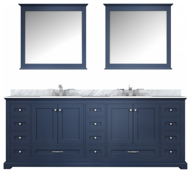 84 Inch Navy Blue Double Sink Bathroom Vanity, Choice of Top, Transitional Transitional